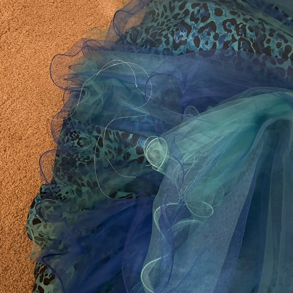 Blue Leopard Print Skirt